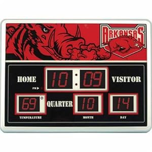 Arkansas Razorbacks NCAA Scoreboard Clock and Thermometer (8.25x12.25)