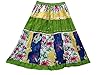 Peasant Skirt Boho Vintage Green Printed Flirty Sexy Cotton Mid-length Skirts