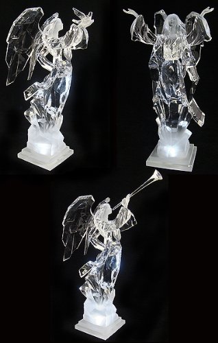 Set of 3 Icy Crystal Lighted LED Chiseled Angel Christmas Figures 11
