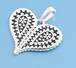 Sterling Silver Pendant - Heart - Relief Design - 20mm Height (.7 inch)