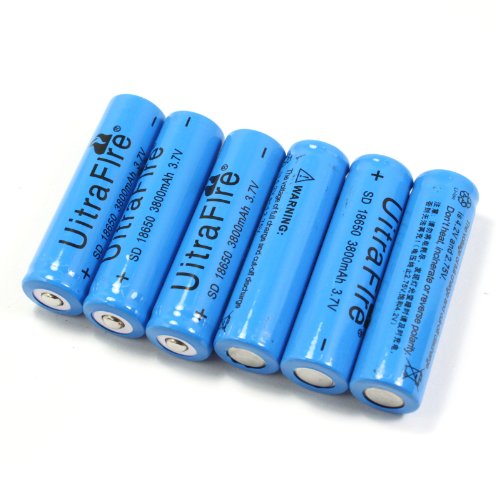 6 Pieces 18650 3800 mAh 3.7v Li-ion Lithium Ion Rechargeable Battery Household Batteries , LED Flashlight, Blue Color