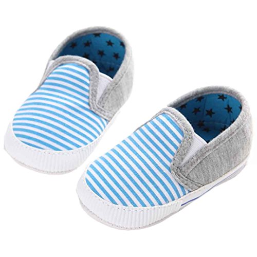 Voberry® Baby Boys Girls Toddlers Striped Sneakers Soft Sole Anti-slip Outdoor Canvas Shoes (12~18 Month, Blue)
