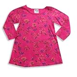 So Fun - Toddler Girls Long Sleeve Floral Knit Dress, Fuschia