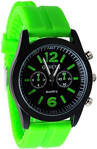 CFashion Geneva Torques Silicon Strap Watch with Torques Case Black Dial 3 Buttons Green