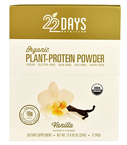 22 Days Nutrition Organic Plant-Protein Powder Vanilla -- 12 Packets