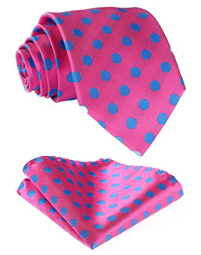 SetSense Men's Polka Dot Jacquard Woven Tie Necktie Set