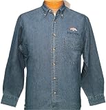 Extra Large (XL) - Blue Denim NFL Denver Broncos Button up Long sleeve shirt
