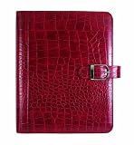 Day-Timer Recycled Faux Croc Bonded Leather Organizer, Snap Tab, Desk Size, 7.75 x 9.5 Inches, Red (D44413)