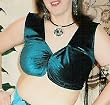 Aqua Stretch Velvet Sleeveless Crop Top