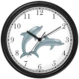 Two Dolphins or Porpoises - JP Wall Clock by WatchBuddy Timepieces (Black Frame)