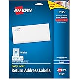 Avery Easy Peel Inkjet Return Address Labels, 2/3 x 1-3/4, White, 1500/Pack (8195)