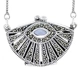 Sterling Silver Marcasite / Mother of Pearl Filigree Purse Locket / Prayer Box