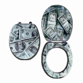 Scenic Premium Toilet Seat with Dollar Bills Design
