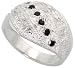 Sterling Silver Dome Ring, w/ High Quality Black title=