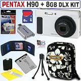 Pentax Optio H90 12.1 MP Digital Camera (Ceramic White) + 8GB Deluxe Accessory Kit