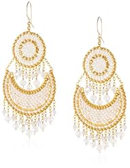 Miguel Ases Mother of Pearl and Opalite Fan Drop Earrings