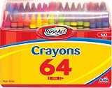 RAI643 Crayons,Reusable,Plastic Case,w/Sharpener,Nontoxic,64/BX,Ast
