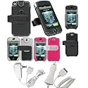 Apple iPhone Neoprene Case with Removable Belt Clip and Built-in Screen Protector - Bundled with 12v Rapid Premium Car Charger and Home Travel Wall AC Adapter Charger - Available in 4 Color Choices (Compatible with 1st Generation ONLY)