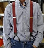 Burgundy Jacquard Striped Dual Clip Holdup Suspenders