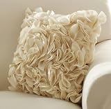 Ruffle Petal Accent Pillow Cover W/ Zip Closure Cream by Winston Brands