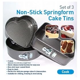 Set of 3 Non-Stick Spring Form Shapes Cake Tins