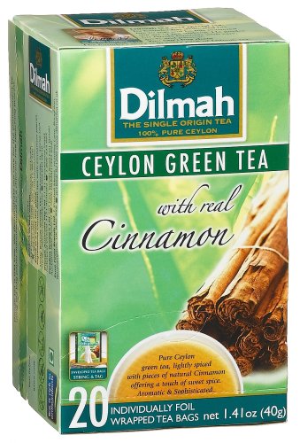 Dilmah Ceylon Green Tea with Cinnamon, 20-Count Individually Foil Wrapped Teabags (Pack of... by Dilmah