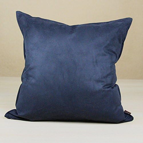 CaseBling Fashion Candy Color Plain Pillow Case Soft Micro Suede Pillow Sham Sofa Throw Pillowcase Home Decorative Cover Bedroom Supplies 55x55cm - Navy Blue