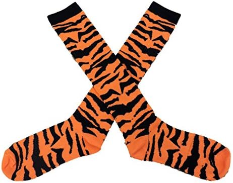 My Halloween Womens Long Black & Orange Tiger Striped Knee Socks