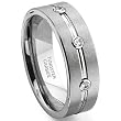 Tungsten Carbide Diamond Ribbed Wedding Band Ring