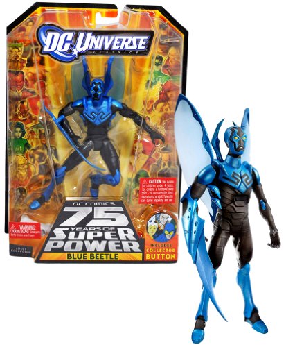  Mattel Year 2009 DC Universe "DC Comics 75 Years of Super Power" Wave 13 Classics Series 6 Inch Tall Action Figure #4 - BLUE BEETLE with Removable Wings and Sword Arm, Trigon's Left Leg Plus Bonus Collector Pin (R5788)