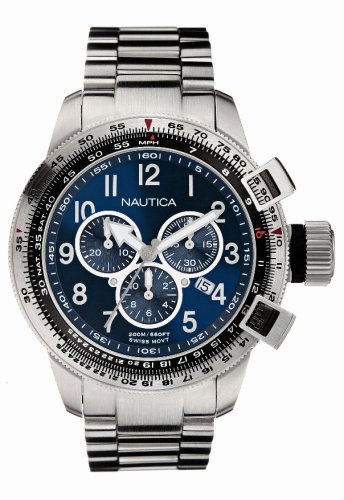 Nautica A40008G Gents Swiss Movement Stainless Steel Bracelet Watch With Blue Dial