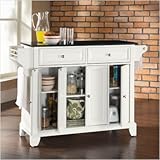 Crosley Furniture Newport Solid Black Granite Top Kitchen Island in White F ....