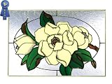 Stained ART Glass MAGNOLIA BLOSSOMS Flower Garden WINDOW