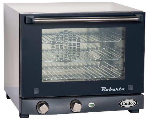 Cadco OV-003 Compact Quarter Size Convection Oven with Manual Controls, 120-Volt/1450-Watt, Stainless/Black On Sale