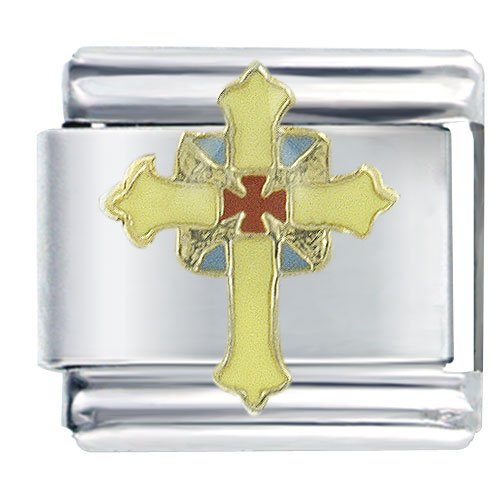 Childrens Toyshop  Jewelry : Ornate Cross Religious Italian Charms Bracelet Link