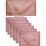 Hand Woven Table Runner and Place Mats Set in Silk and Brocades