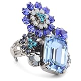 Sorrelli Electric Blue Bold Crystal Floral Sil