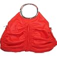 Womens Red Ruffle Designer Top Handle Shoulder Handbag'
