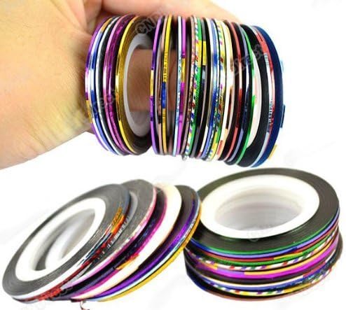 30Pcs Mixed Colors Rolls Striping Tape Line Nail Art Tips Decoration Sticker by Obic-Shop
