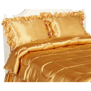 Scent Sation Charmeuse Satin Comforter 4 Piece Set Cal King Gold