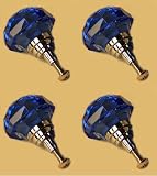 Large Light Cobalt Blue Solid Crystal Glass Drawer or Door Pull Set of 4