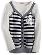 Fang Girls 7-16 Long Sleeve 2Fer Yarn-Dyed Stripe Banded Vest