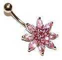 Pierced & Modified Body Jewellery Navel Bars Flower Cluster Belly Bar Pink