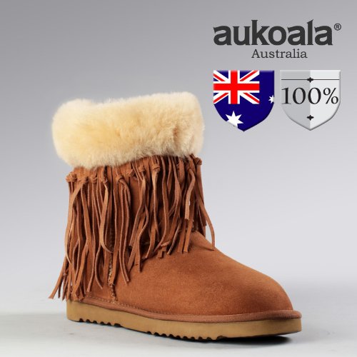 Aukoala Snow Boots Australia Sheepskin Warm Fundy For Womens_Chestnut_Us Size 6 On Sale