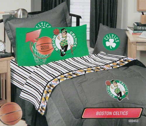 Boston Celtics Black Denim Full Size Comforter and Sheet Set