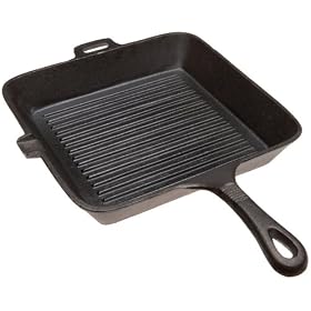 Old Mountain Pre Seasoned 10108 10 1/2 Inch x 1 3/4 Inch Square Grill Pan with Assist Handle