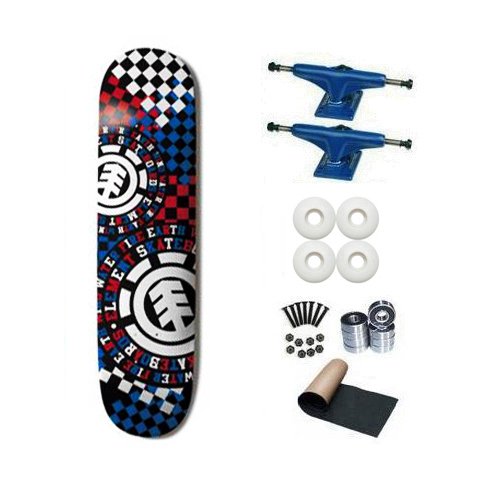 Element Dispersion Checkers 8.0 Skateboard Deck Complete Blue Trucks White Wheels
