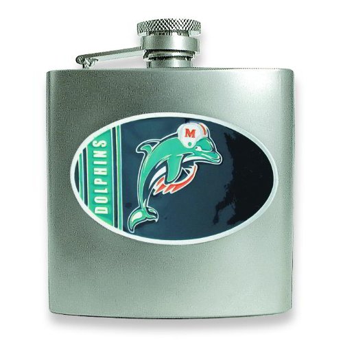 NFL Miami Dolphins Stainless Steel Hip Flask 6oz