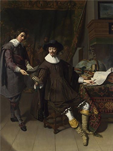 Vintastore Wood Framed Modern Wall Art Decor Thomas De Keyser Portrait Of Constantijn Huygens And His Clerk Print On Definition Canvas