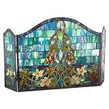 Tiffany Style Floral Castle Wall Fireplace Screen